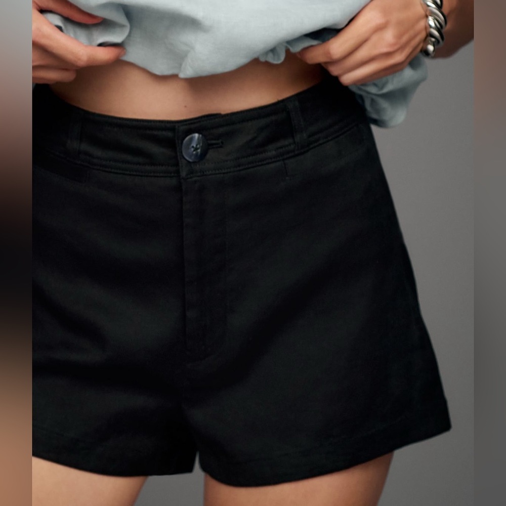Anthropologie Black High-Rise Tailored Shorts